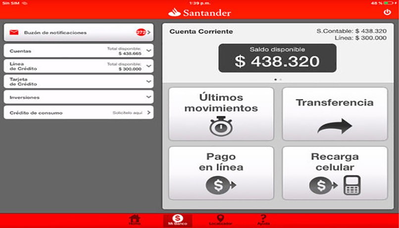 utilizar la aplicación del banco santander chile