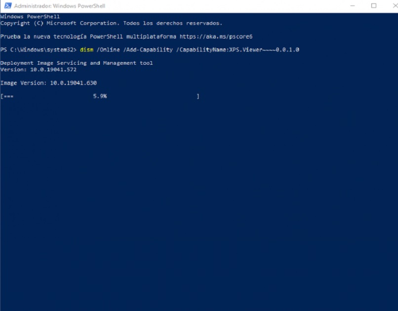 comando powershell para xps