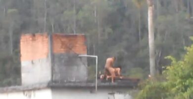 Lo agarran follando en el techo de la casa