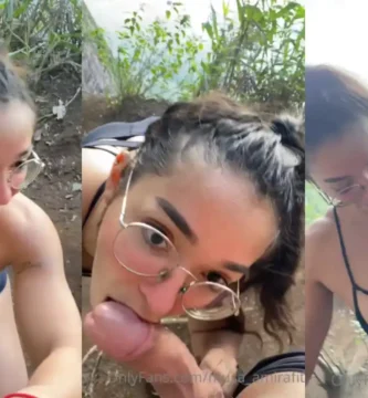 Amira Daher mamando verga al aire libre