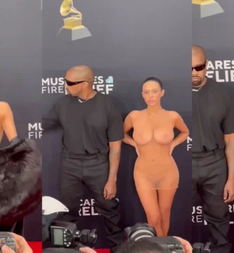 Bianca Censori novia de Kanye West llega desnuda a los Grammy