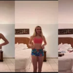 Lil Tay probandose su pijama para irse a dormir