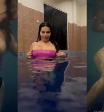 Lizbeth Rodriguez se excito en la piscina