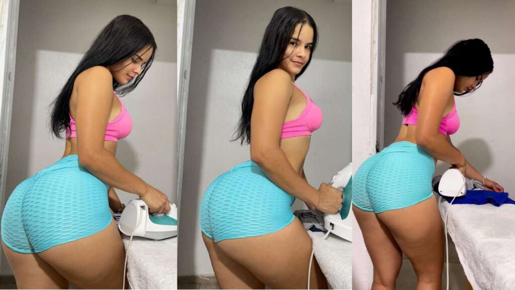 Pamela Maceo planchando la ropa