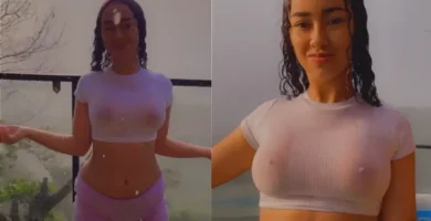 Valery Altamar disfrutando de la lluvia
